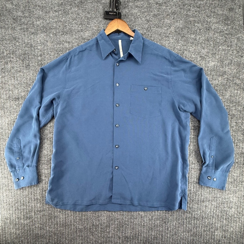 Axis Button Down Shirt Mens Large‎ Blue Excellent Long Sleeve Solid Pocket